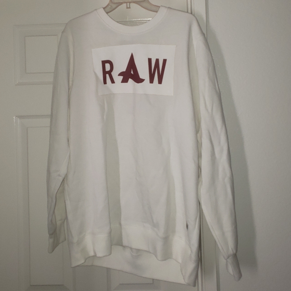 NWT - G-Star Raw White and Red "Raw" Sweater